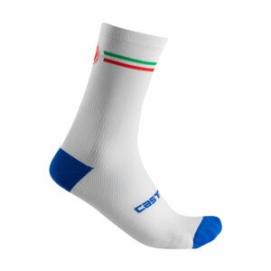 CASTELLI Cyklistické ponožky klasické - ITALIA 15 - bílá/světle modrá