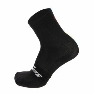 SANTINI Cyklistické ponožky klasické - UCI RAINBOW - černá M-L