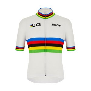 SANTINI Cyklistický dres s krátkým rukávem - UCI WORLD CHAMP ECO - bílá/duhová 4XL