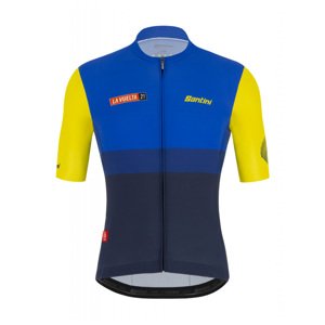 SANTINI Cyklistický dres s krátkým rukávem - LA VUELTA 2021 - žlutá/modrá M