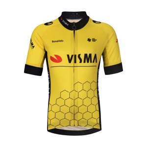 BONAVELO Cyklistický dres s krátkým rukávem - VISMA 2024 KIDS - žlutá/černá S-135cm