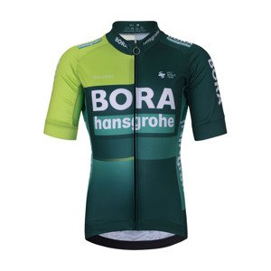 BONAVELO Cyklistický dres s krátkým rukávem - BORA 2024 KIDS - zelená/světle zelená M-145cm