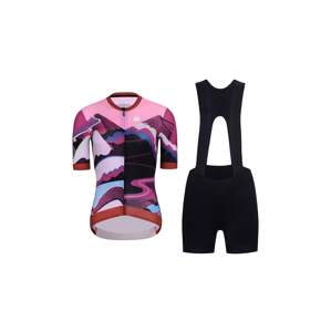 HOLOKOLO Cyklistický krátký dres a krátké kalhoty - SUNSET ELITE LADY LI - vícebarevná/černá/růžová