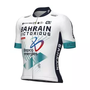 ALÉ Cyklistický dres s krátkým rukávem - BAHRAIN VICTORIOUS 2024 - bílá/modrá