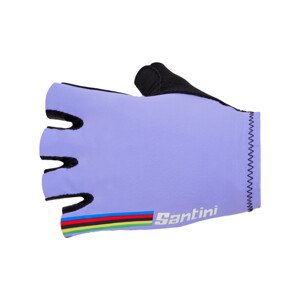 SANTINI Cyklistické rukavice krátkoprsté - UCI RAINBOW - fialová L