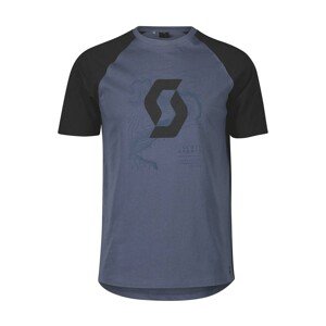 SCOTT Cyklistické triko s krátkým rukávem - ICON RAGLAN SS - černá/modrá XL