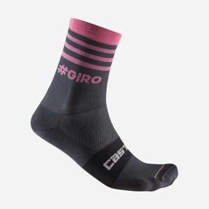 CASTELLI Cyklistické ponožky klasické - GIRO D'ITALIA 2024 - šedá/růžová 2XL