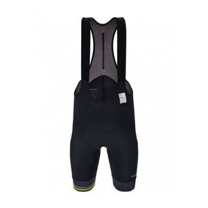 SANTINI Cyklistické kalhoty krátké s laclem - UCI RAINBOW 2024 - černá/duhová XL