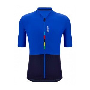 SANTINI Cyklistický dres s krátkým rukávem - UCI RIGA - modrá/černá 3XL