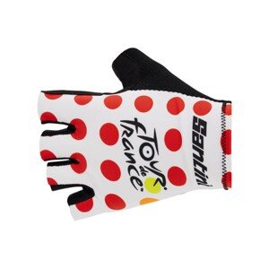 SANTINI Cyklistické rukavice krátkoprsté - TOUR DE FRANCE 2023 - bílá/červená S