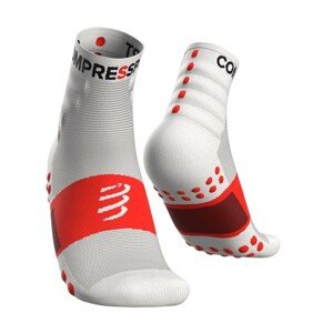 COMPRESSPORT Cyklistické ponožky klasické - TRAINING - bílá/červená 35-38