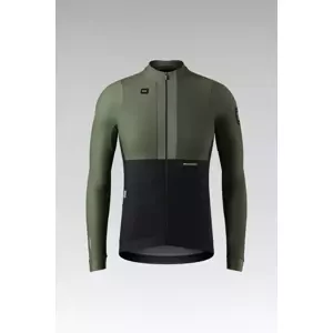 GOBIK Cyklistický dres s dlouhým rukávem zimní - HYDER BLEND - zelená/černá