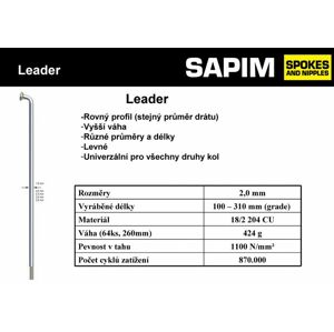 Dráty Sapim Leader 2 mm, černé Varianta: 294 mm
